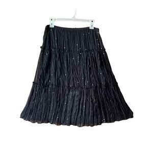 Black sequin boho witchy skirt great for Halloween sparkle tiered skirt.  M